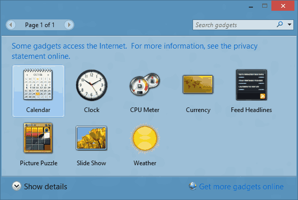, Download Desktop Gadgets and Sidebar for Windows 10